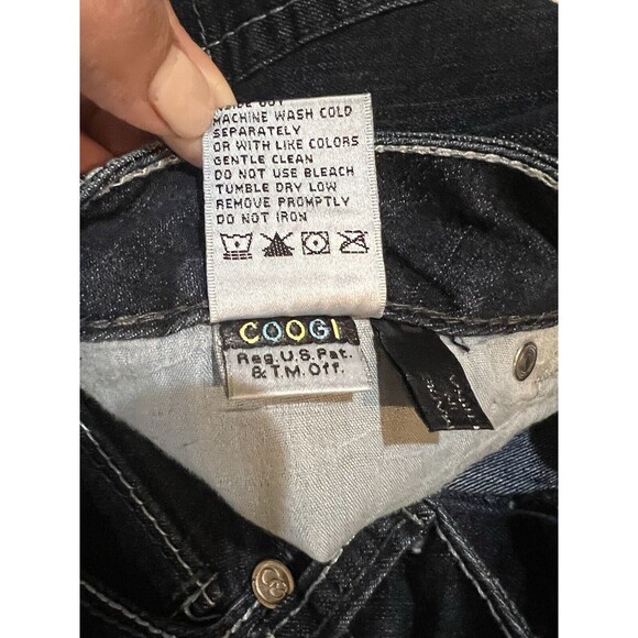 COOGI Women's Jeans 34x32 Silver Embroidered Logo Y2K Dark Wash - Picture 3 of 6